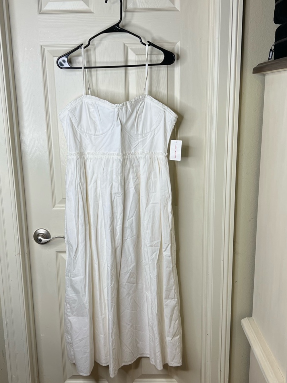 Lucky Brand White Corset Poplin Midi Dress Size Large - Picture 4 of 8